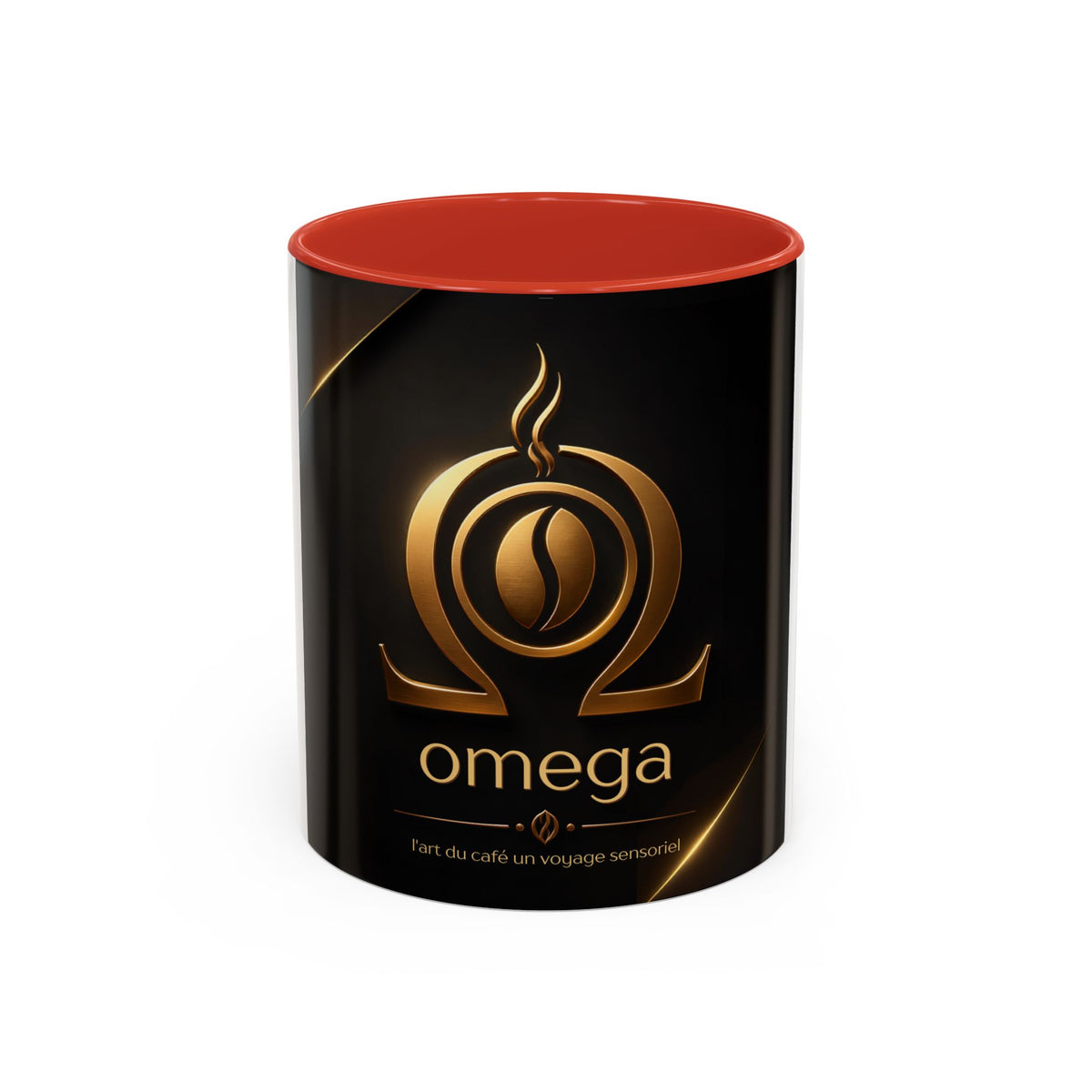 Tasse OMEGA COFFEE – Emblème doré, 325 ml