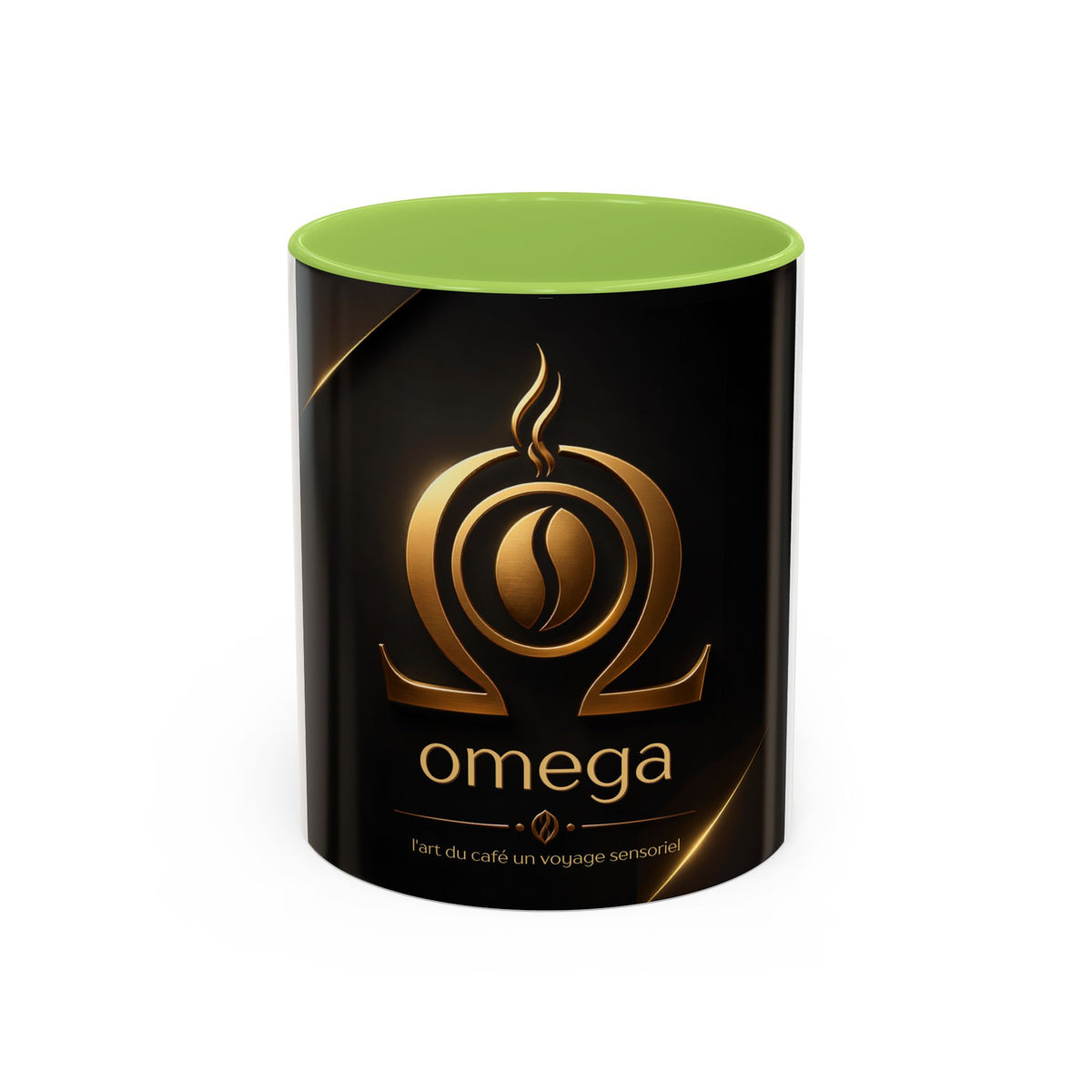 Tasse OMEGA COFFEE – Emblème doré, 325 ml