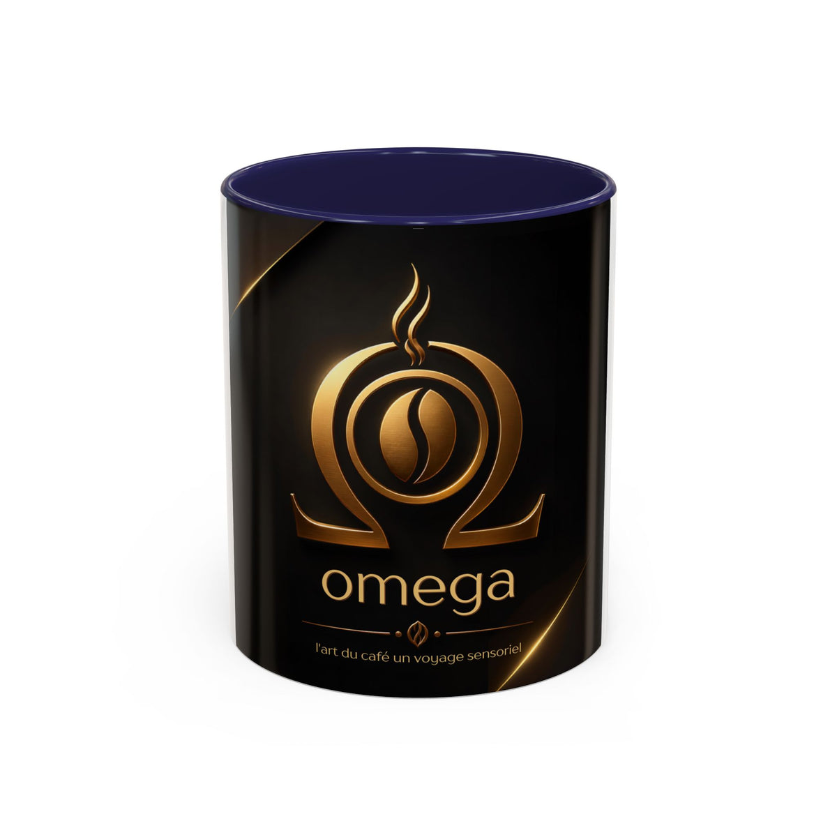 Tasse OMEGA COFFEE – Emblème doré, 325 ml